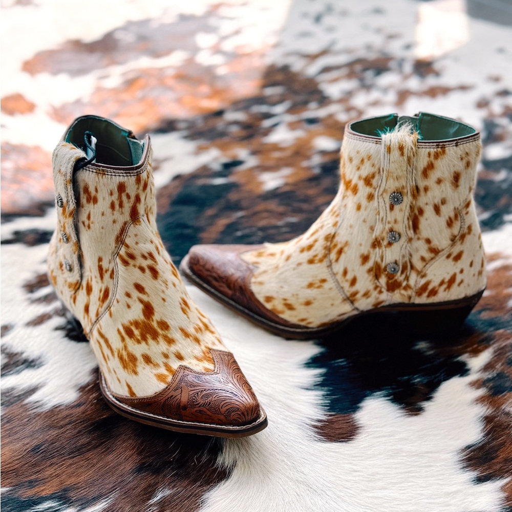 Myra Bag Brown and Cream Ankle Boots